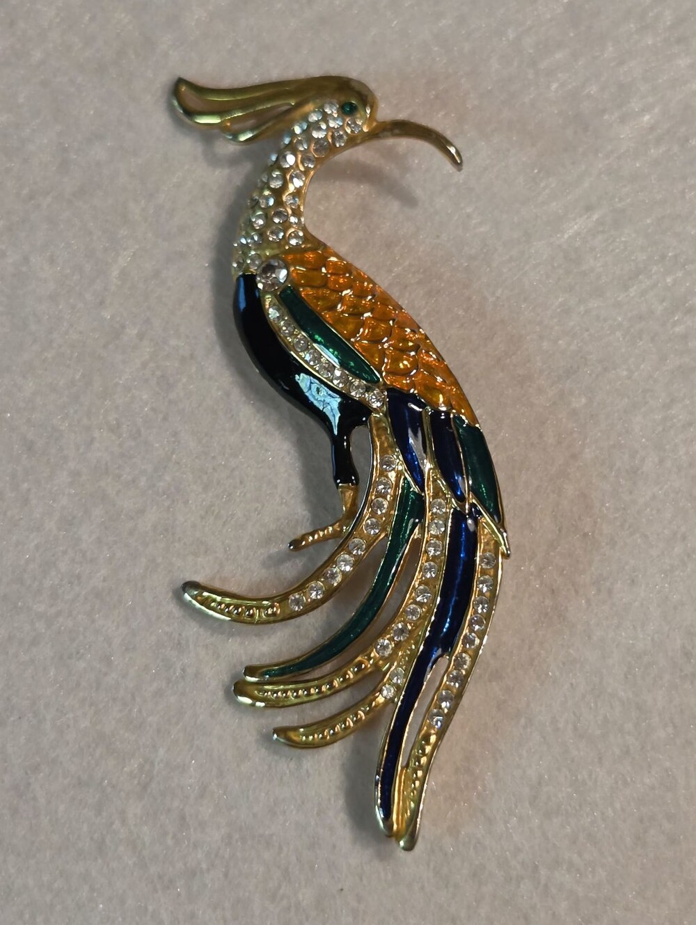 Elegant Gold-Tone Multicolor Rhinestone Enamel Peacock Brooch - Women Jewelry